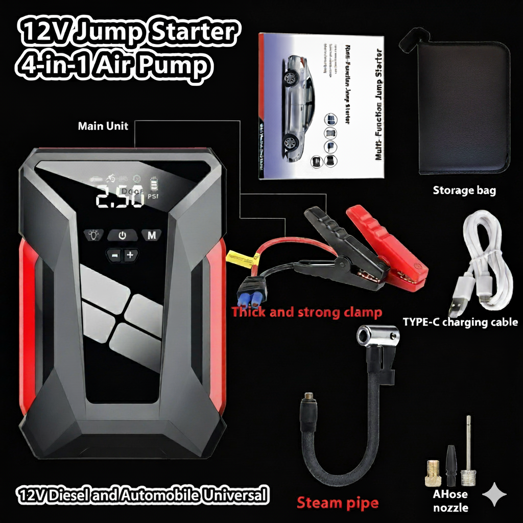 12V Elite 4-in-1 Jump Starter & Air Compressor System | 39800mAh Capacity